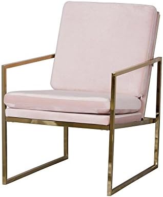 Pink Velvet Armchair Comfortable Relax Lounge Chair Brass plated gold finishing copper look with Metal Legs Sponge Cushion Armchairs by EVAHOM