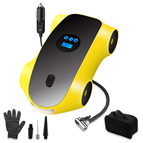 AziPro Digital Tyre Inflator, 12V 120W 150PSI Portable Air Compressor Car Tyre Pump with Pressure Ga