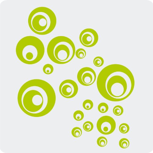 kleb-drauf® - 21 Retro-Punkte / Neongrün - glänzend - Aufkleber zur Dekoration von Wänden, Glas, Fliesen und allen anderen glatten Oberflächen im Innenbereich; aus 19 Farben wählbar; in matt oder glänzend