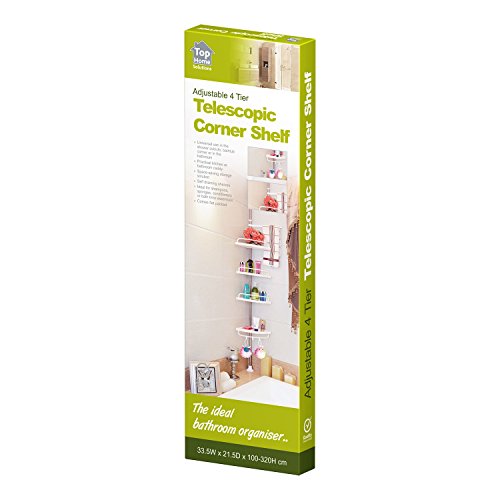 Top Home Solutions® 100 cm-320 cm 4 Ebenen verstellbar Edelstahl Dusche Ecke Badezimmer Teleskop Regal Rack Caddy – Heavy Duty, einfache Montage, kein Bohren erforderlich - 7