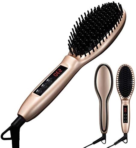 LHXHL Electric Hair Straightener, Ceramic Brush Hair Straightener Negative Anti-Static Hair Care, With Warm Air And LED