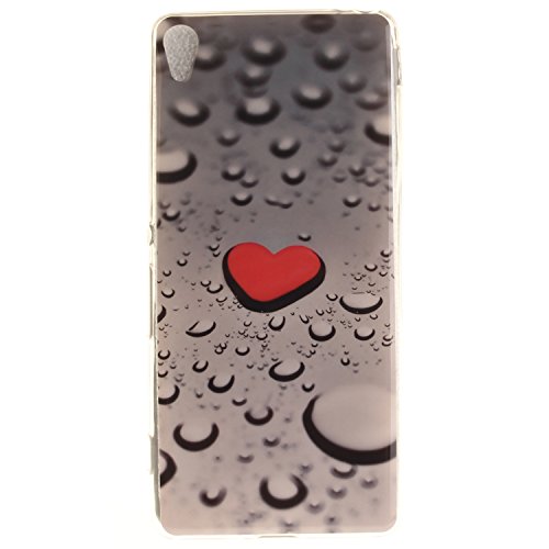 Sony XA Hülle, Xperia XA Hülle Case, Cozy Hut Sony Xperia XA Hülle TPU Case Schutzhülle Silikon Crystal Clear Case Sony Xperia XA (5 Zoll) Hülle Case Cover Ultra-Transparente Flexible TPU Bumper Handy Tasche Case Cover Etui Hülle mit Anti-Rutsch Kratzfest – Herzförmige Wassertropfen - 2