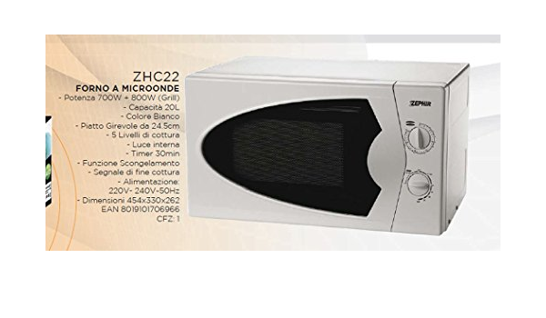 Zephir ZHC22 Forno Microonde 20L Bianco : Amazon.it: Casa e cucina