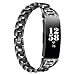 Produktbild bloatboy Luxus Diamanten Edelstahl Uhrenarmband für Fitbit Inspire/Inspire HR Watch, Mode Bling Uhrenarmband Ersatzarmband (Schwarz)