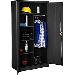 TecTake 402940 - Armoire de Bureau, Meuble de Classement, de Rangement à 6 Compartiments et 1 Tringle en Acier 90 cm x 40 cm x 180 cm Noir