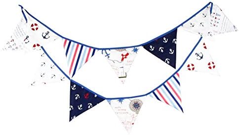 Pennant Flags String 3.2m/10.5ft 12pcs Anchor Blue and White Bunting Triangle Banner Vintage Garland Decoration