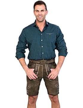 Almwerk Herren Trachten Lederhose kurz Modell Ludwig mit Gürtel in braun, hellbraun und dunkelbraun