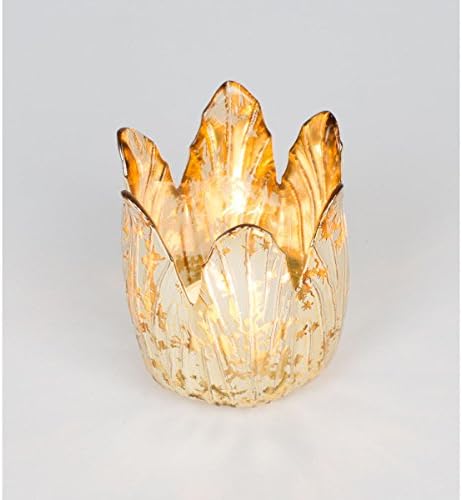 1 Flower Petal Gold Glass Tealight Votive Candle Holder