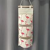 Inwagui Hängeorganizer Hängende Kombination mit 3 Tasche Wand Tür Wandschrank Speicher Beutel Baumwolltuch Hängeaufbewahrung – Flamingo A - 5