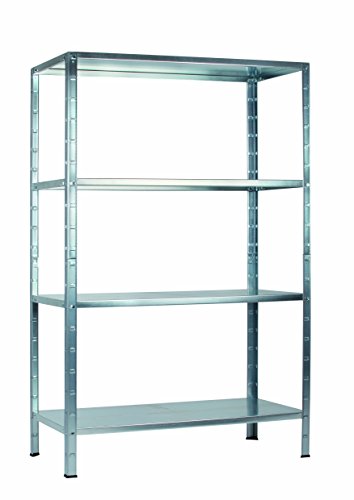 Regal Steckregal verzinkt Metall 190x100x40cm Regalsystem Steckregalsystem 4 Metall-Böden Traglast 280kg einfache Montage durch Stecksystem kein Verschrauben Schulte - 2