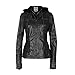 Produktbild Elecenty Mantel Damen Outerwear Herausnehmbar Kapuze Lederjacke Jacke Wintermantel Parka Pullover Sweatjacke Oberbekleidung Outdoorjacke Winter Übergangsjacke Parkajacke Jacken (Schwarz, M)