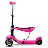 AMDirect Trottinette à Trois Roues - Vélo et Véhicule pour Enfant (rouge rose)