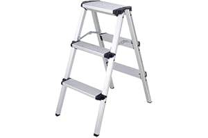 TREPPE Escalera Aluminio Plegable Tijera Doble Cara 3 Peldaños