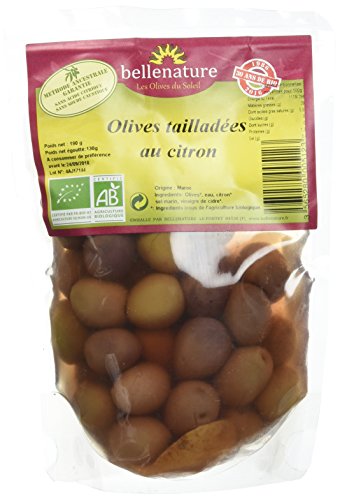 Belle Nature Olives Tailladées au Citron Bio 130 g - Lot de 4