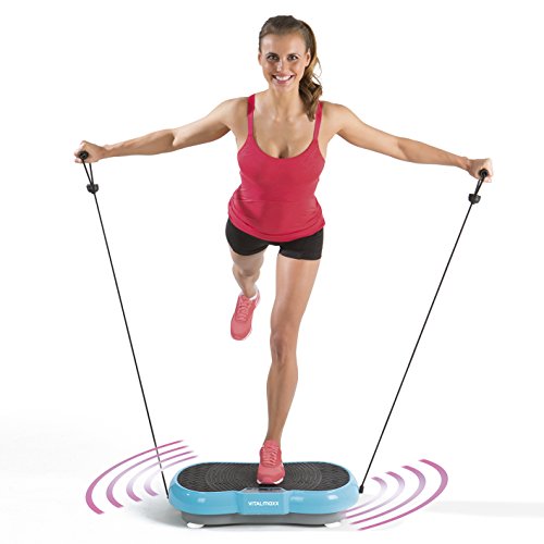VITALmaxx 07125 Vibrationstrainer | Power Vibro Plate | Ganzkörpertraining | Inkl. Trainingscomputer & Fernbedienung | Inkl. Expanderbänder mit Griffen | Blau-Schwarz - 2