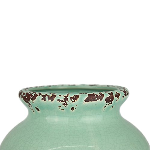 Hochwertige moderne Used Look Vase Rost Keramik Krug in Mintgrün / Unikat / 33 x 21 x 21 cm - 2