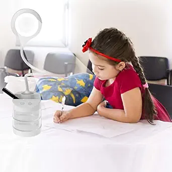 Rock Light Rechargeable Table Lamp for Study Desk Lamp with Organizer, Pen Stand, Mobile Holder, Led Touch On/Off Switch Desk Lamp Children Eye Protection USB Charging Touch Dimmer ( White Color )