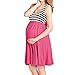 Produktbild Damen Umstandskleid,Briskorry Frauen Schwangeres Kleid Beiläufiges Rundhals Kurzarm Sommerkleid Streifen Ärmellos Mutterschaft Weste Kleid Knielang Schwangerschafts Kleid Umstandskleidung