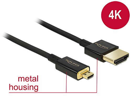 DELOCK Kabel High Speed HDMI mit Ethernet - HDMI-A Stecker > HDMI Micro-D Stecker 3D 4K 1 m Slim Premium