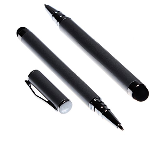 wortek Universal 2 in 1 Kugelschreiber Eingabestift + Stylus Touch Pen für kapazitive Displays (Apple iPhone, iPad, iPod, Samsung Galaxy S4, S5, Tab, Note etc.) Silber