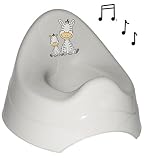 Töpfchen / Nachttopf - mit Musik / Sound - groß - mit großer Lehne + Spritzschutz - " Zebra " - grau - Babytöpfchen / Kindertopf / Lerntöpfchen - Toilettentrainer Klositz WC Sitz Toilettensitz Babytopf Rückenlehne - für Kinder Mädchen Jungen - Melody