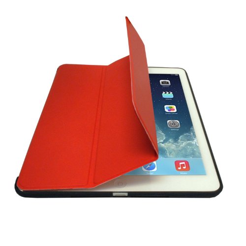 Khomo iPad Mini 1, 2, 3 Hülle Case Rot und Schwarzes Gehäuse mit doppelten Schutz ultra dünn und leicht, Smart Cover – Red and Black - 3