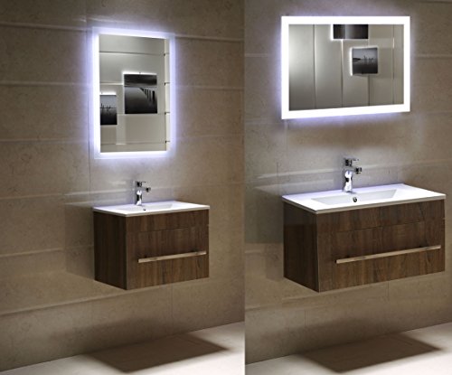 Dr. Fleischmann Badspiegel LED Spiegel GS084N mit Beleuchtung durch satinierte Lichtflächen Badezimmerspiegel (80 x 60 cm, kaltweiß) - 3