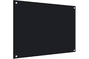 vidaXL Kitchen Backsplash Heat-resistant Scratch-resistant Kitchen Decor Wall Panel System Tile Splash Guard Black 80x60cm Tempered Glass
