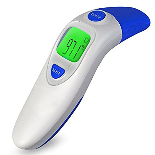 Preisvergleich Produktbild Fieberthermometer infrarot, Tinabless Ohrthermometer and Stirnthermometer Genehmigt von CE Digitales Thermometer mit Speicherfunktion professionelle Thermometer für Babys Kinder Erwachsenen
