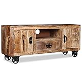 bases y clavijas industriales 【Material】 El gabinete de TV está hecho de madera robusta de mango sólido que es estable, durable y hermoso.
