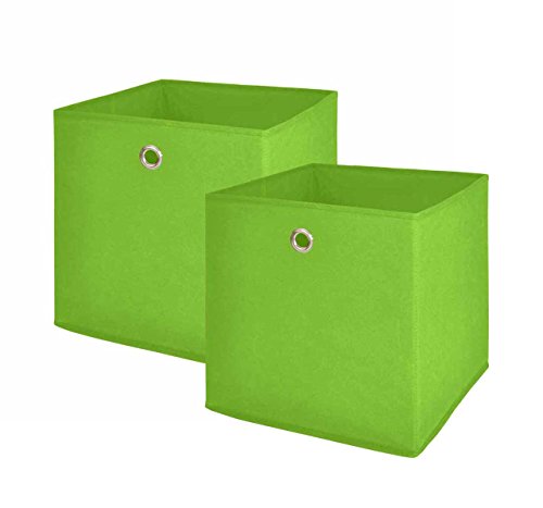Klappbox, Ordnungsbox, Aufbewahrungsbox, 2er Set, grün, Maße: B/H/T 32/32/32 cm