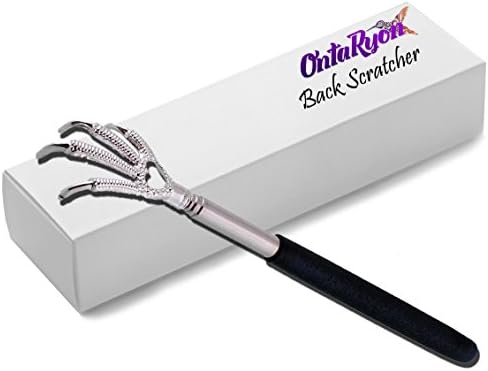 OntaRyon Metal Telescopic Back Scratcher Extendable Black Hand Held Massager Self Portable Eagle Claw (Comes In a Gift Box)