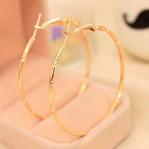 Women Large Big Circle Gold Silver Dangle Hoop Earring Jewelry - Gold