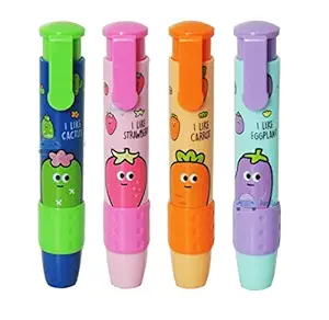 FunBlast (Pack of 4 Pcs) Pen Style Fruit Erasers Set for Kids Educational Stationary Kit for Kids (Multicolor)