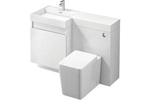 Go Bathrooms Wiltshire 1200mm Left Hand White Combination Vanity Unit | Back to Wall Toilet Unit | One Piece Worktop & Basin | Bathroom Unit