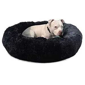 Medium Dog Bed Donut Cat Bed, Self Warming Indoor Round Pillow Cuddler with Dog Cooling Mat