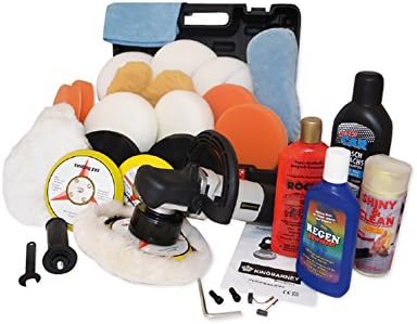 Car Polisher Kit / Buffer / Sander (UK Plug) 710 Watt Set 4 - high quality polishing machine with carry case - Orbital movement - dual action - 29 pcs. accessories - many sponges, pads, polisher heads