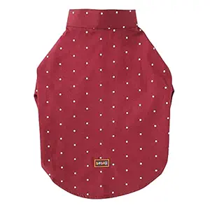 beboji Polka Dot Dog Shirt with Collar | Half Sleeve Shirt for Dogs | Summer Cotton Dog Clothes Available for All Ages of Pet Dogs-L