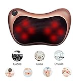 Coussin de Massage Shiatsu avec 8 Rouleaux 3D Masseur oreiller de Pétrissage (une touche, Brun)