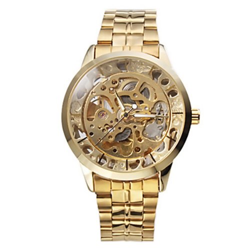 BestOfferBuy Herren Armbanduhr Gold Analog Mechanisch Freizeit Stahl Band BestOfferBuy Herren Armbanduhr Gold Analog Mechanisch Freizeit Stahl Band