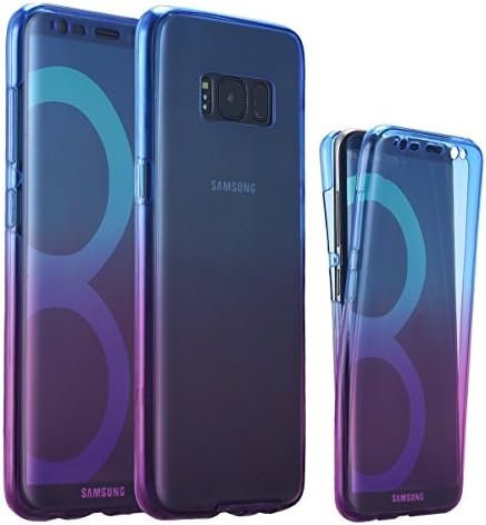 Galaxy S8 Plus Full Body Case, Shanlove Front and Back Soft Skin Cover, Ultra-Thin Silicone Shockproof Bumper Protective for Samsung Galaxy S8 Plus, Blue to Purple