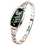 GXLO Fitness Tracker Activity Sportuhr mit Schrittzähler Pulsmesser Schritt Kalorien Entfernungsmesser IP67 Wasserdicht Anruf SMS SNS Erinnern für Frauen Kompatibel mit Android IOS,Gold