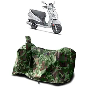 Cover Lab - Hero Destini 125 New BS6 Water Resistant - Dust Proof - Full Bike Scooty Two Wheeler Body Cover for Hero Destini 125 (Green Multijungle)