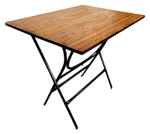 Table for Display, Training, Drafting, Picnic, Outdoor, Terrace, Craft Work, Playing Indoor Games Table Wood Based Board(Nayana Teek Color) with Metal Frame(Black) L 24X B 32 X H 29/21 Inch(2 in 1)