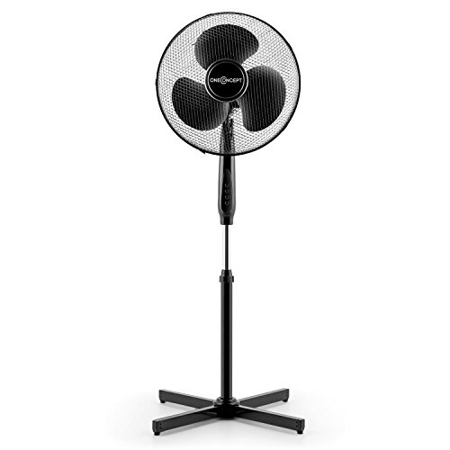 oneConcept • Black Blizzard • Ventilator • Standventilator • leise • 3 schwarze Rotorblätter • 40,6 cm Durchmesser • zuschaltbare Oszillations-Schwenkfunktion • Ventilatorkopf um 20° neigbar • 3 Geschwindigkeitsstufen • 50 Watt • schwarz - 3