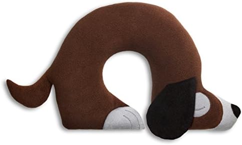 Leschi Travel pillow (for car and plane journeys) | 36882 | Charlie the dog | Colour: Chocolate/Midnight