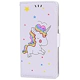 Huawei P8 Lite 2017 Housing，Tifightgo Cute Cartoon Flip Unicorn Print PU Leather Cover Silicone Shell for Huawei P8 Lite 2017 with Wallet Card Slots/Stand/Magnetic Buckle，White