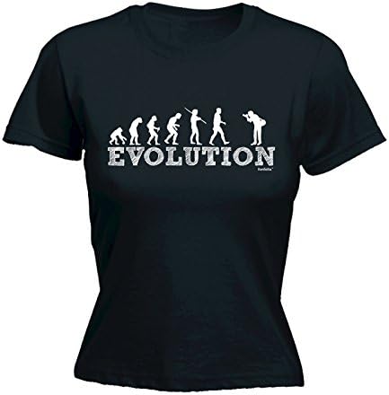 LADIES EVOLUTION PHOTOGRAPHER (S - BLACK) NEW PREMIUM FITTED T-SHIRT - slogan funny clothing t shirt joke novelty vintage retro top ladies women's girl women tshirt tees tee t-shirts shirts fashion urban cool geek lens camera photo slr flashgun flash film bag battery digital lenses filters memory cards tripod case bag paper day mum mummy mother sister birthday ideas gifts Christmas presents gifts S M L XL 2XL - by Fonfella