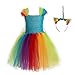 Produktbild Fenical Einhorn Kostüme Einhorn Horn Strinband mit Ohren Blumen Regenbogen Tutu Rock Mädchen Kinder Kostüm für Karneval Party Weihnachten Feiern Oper 8-9 Jahre