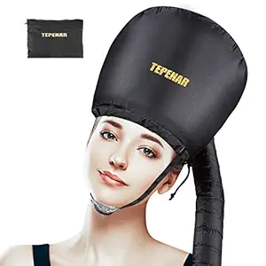 Bonnet Hood Hair Dryer Attachment by TEPENAR - Adjustable Extra Large Soft Bonnet with Chin Strap Use For Deep Conditioning Hair Styling and Drying